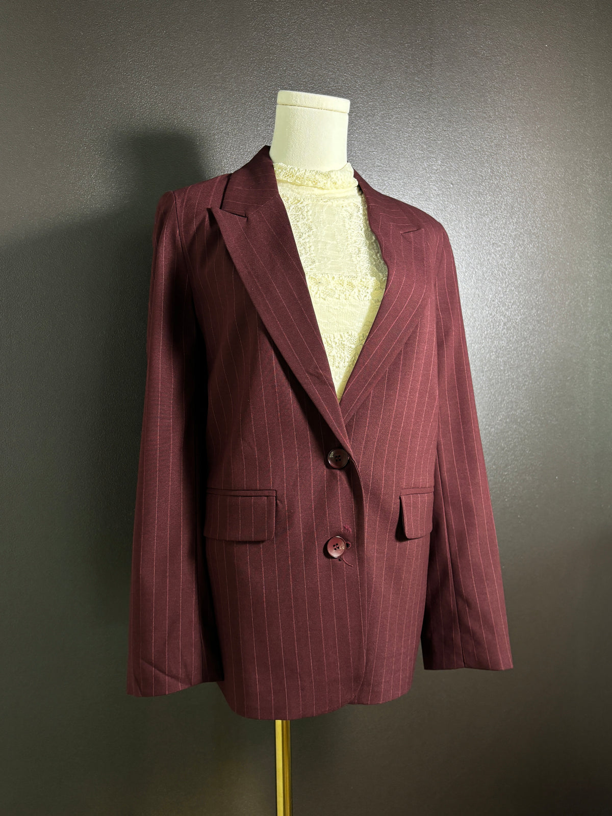Burgundy Pin Striped Blazer