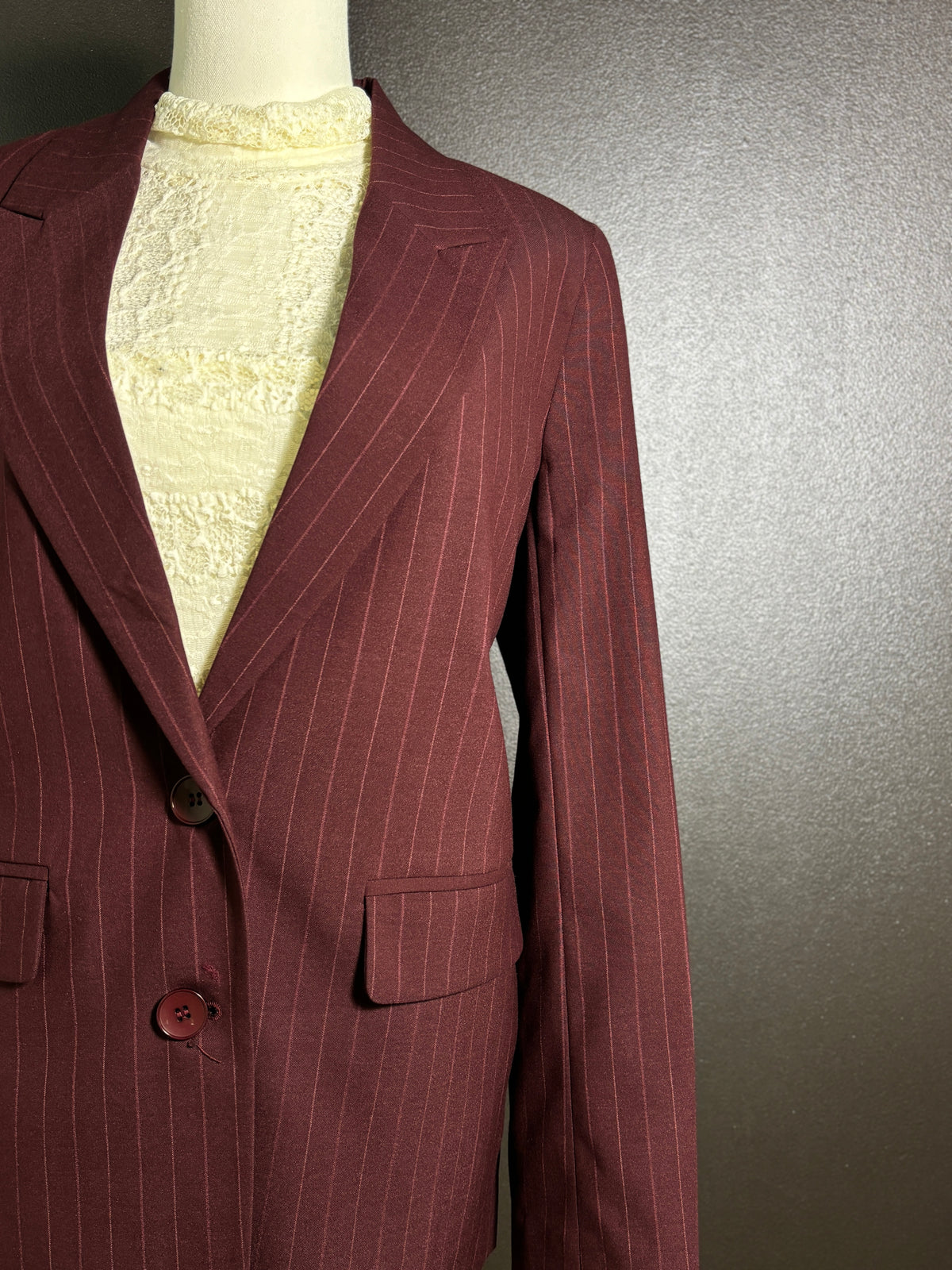 Burgundy Pin Striped Blazer