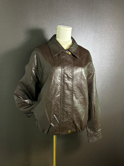 Chocolate Leather Bomber