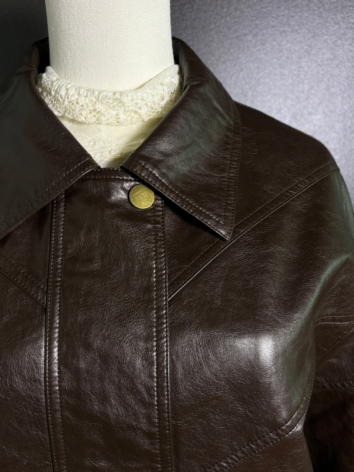 Chocolate Leather Bomber