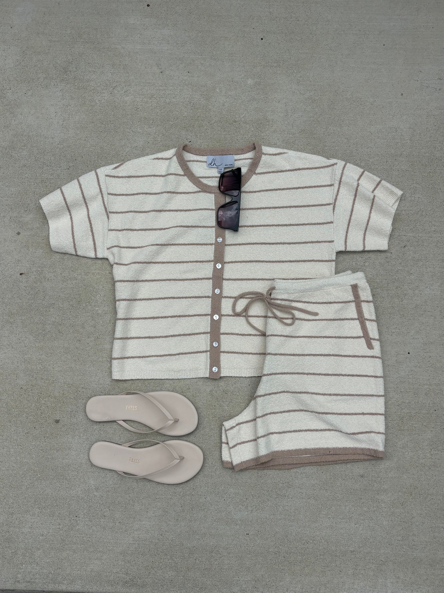 Cream and Camel Stripe Set
