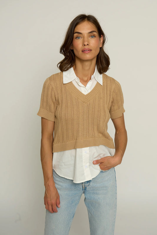 Short Sleeve Twofer Sweater