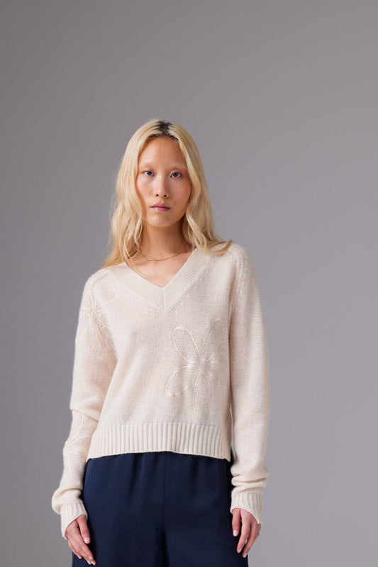Floral Gauzy Lina Cashmere Sweater