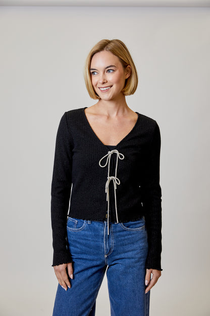 Fitted Cardigan with Bows