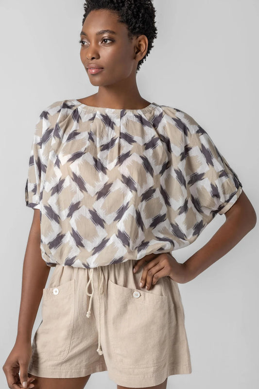 Short Sleeve Tie Waist Top