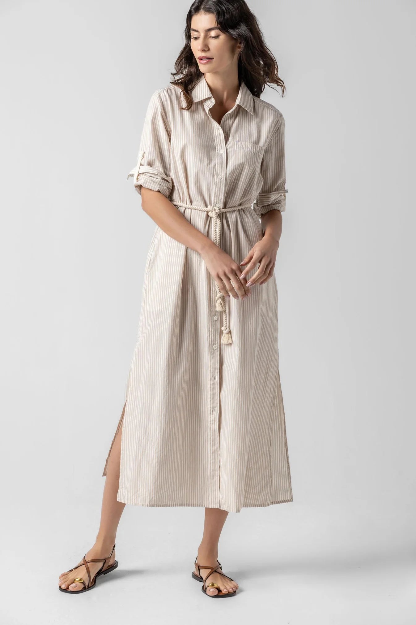Striped Maxi Shirt Dress