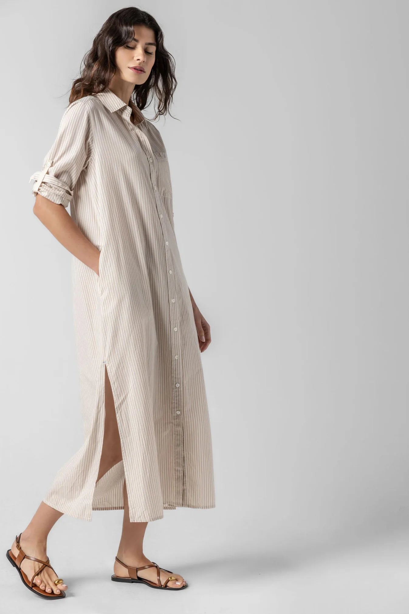 Striped Maxi Shirt Dress