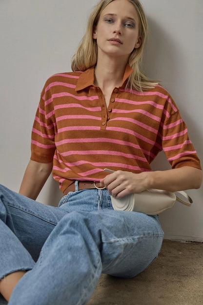 Drop Shoulder Polo Neck Sweater