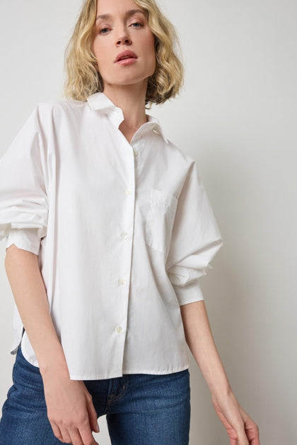 Dolman Sleeve Button Down White