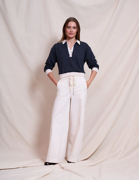 Color Block Set with Collar Shirt