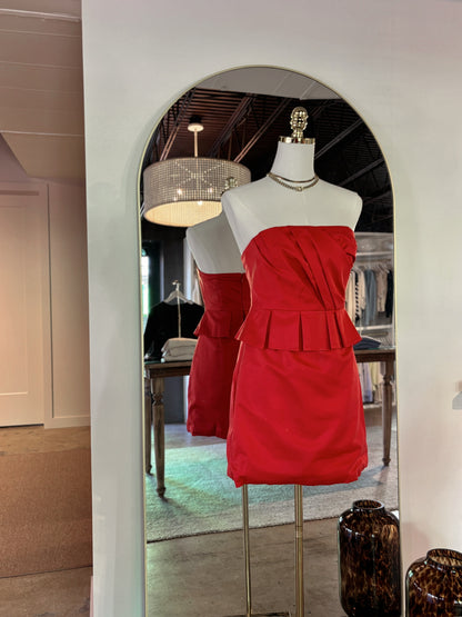 Red Drape Peplum Dress