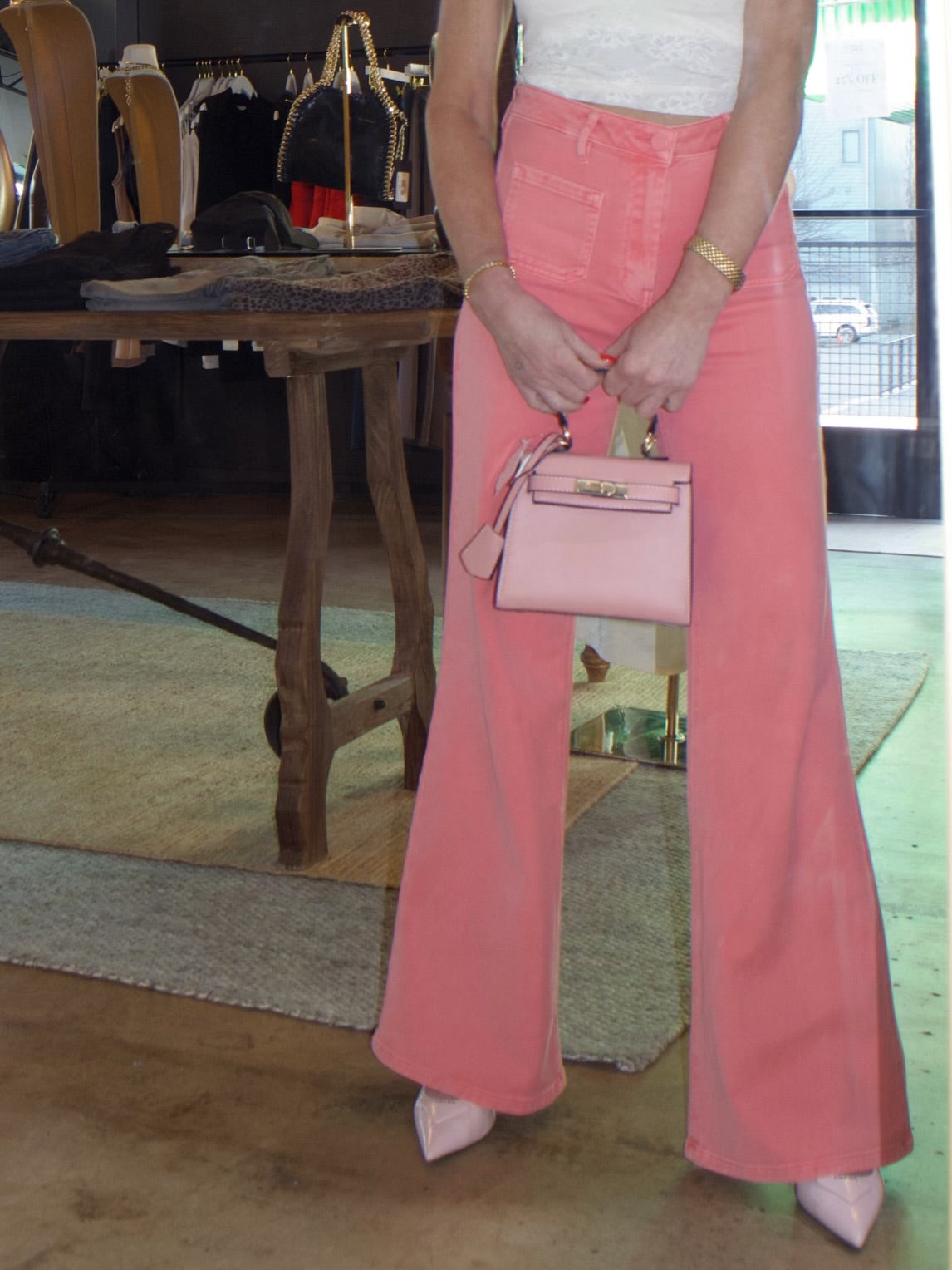 Ana Flared Jeans in Coral