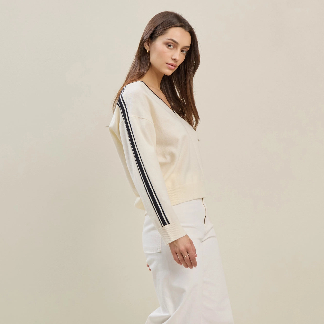 Cream Sweater with Black