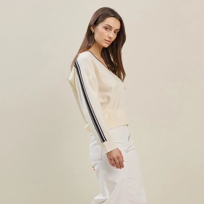 Cream Sweater with Black