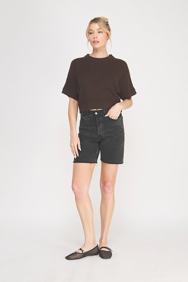 Short Sleeve Sweater Top Chocolate