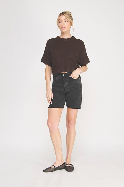 Short Sleeve Sweater Top Chocolate