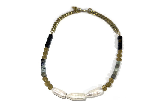RN Biwa Pearl & Emerald Necklace
