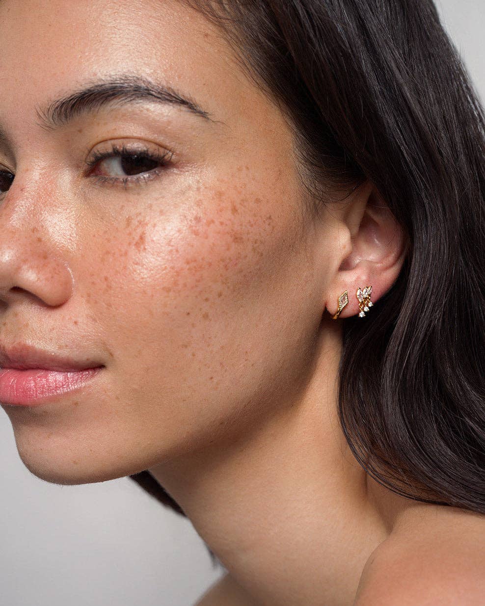 Gabby Marquise Dangle Studs: Gold plate