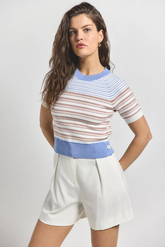 Case Short Sleeve Striped Sweater