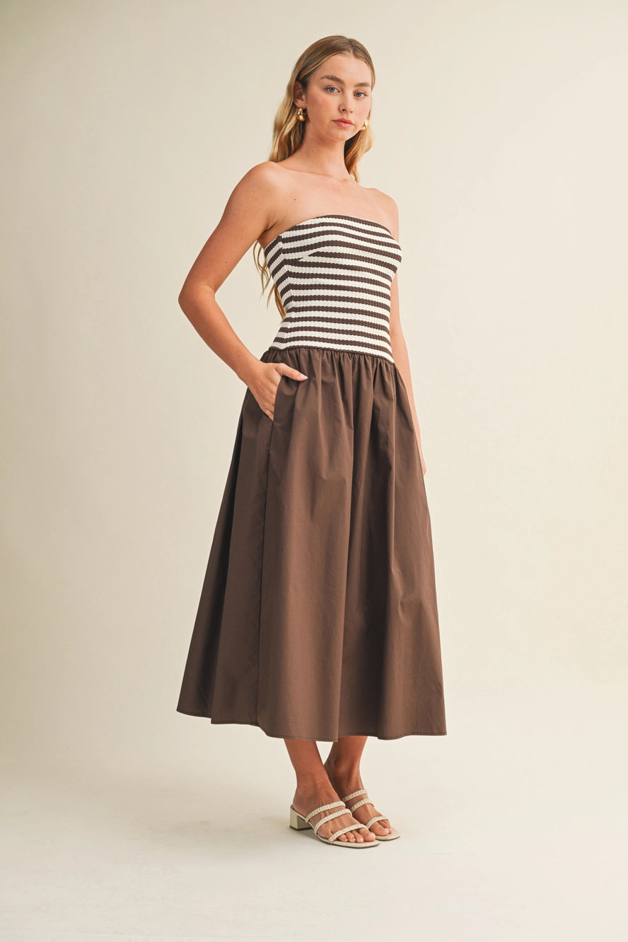 Combined Striped Tube Dress