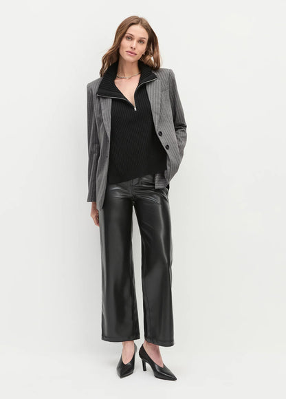 The Mischa Super High Rise Wide Leg Black Leather