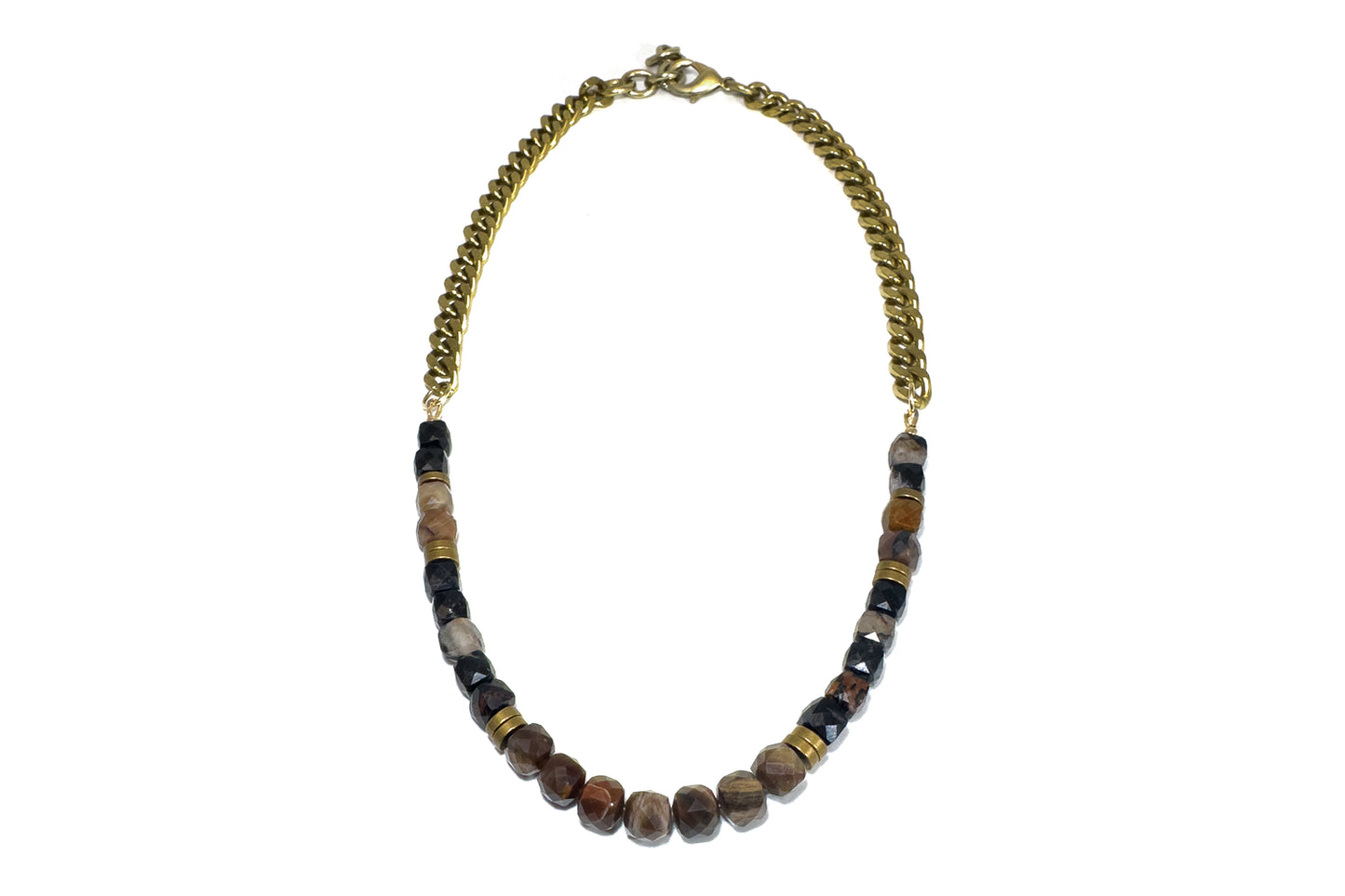 RN Petrified Wood & Black Tourmaline Necklace