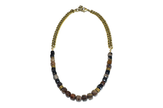 RN Petrified Wood & Black Tourmaline Necklace